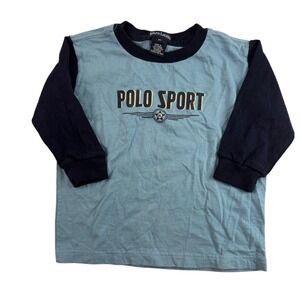 Ralph Lauren Polo Sport Shirt Long Sleeve Graphic T-Shirt Blue  Boys‎ Size 2T